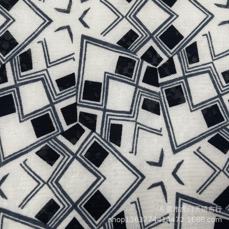 Picture of Off-the-shelf knitted polyester jacquard geometric pattern mesh jacquard fashion women's jewelry headdress jacquard fabric