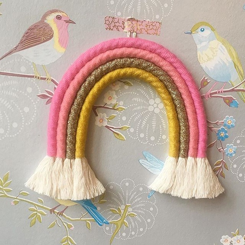 Picture of Rainbow Decoration Ins Unicorn Pendant Home Kidsren's Room Decoration Pendant Hand-Woven Rainbow Pendant Wall Decoration