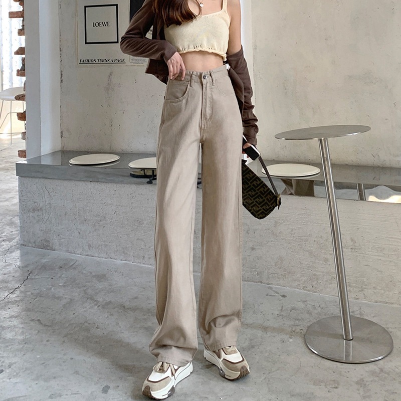 Picture of Korean version of jeans women's summer and autumn 2022 new high waist loose straight tube drape casual chubby girl wide leg pants tide