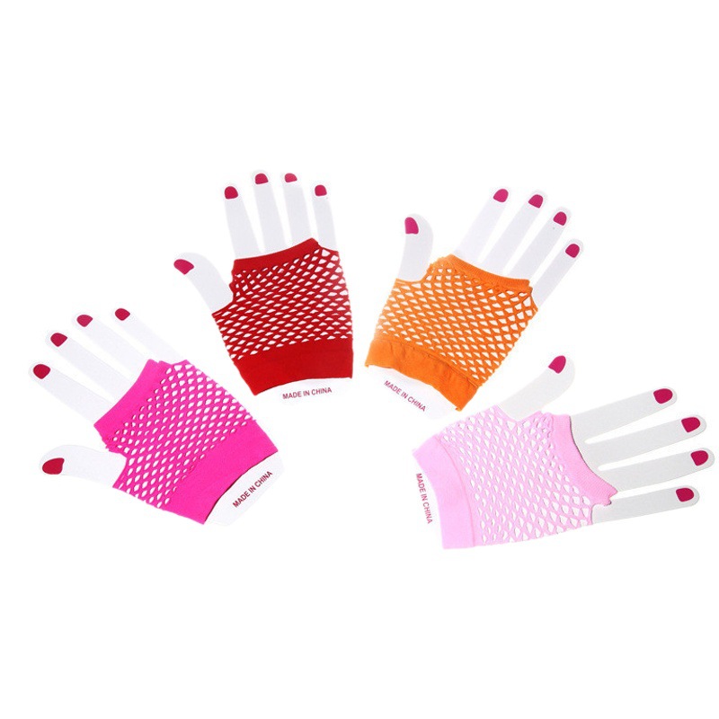 Creative Nylon Short Sexy Fishnet Gloves European and American Cross-Border Foreign Trade Decorative Sexy Half-Finger Gloves Wholesale