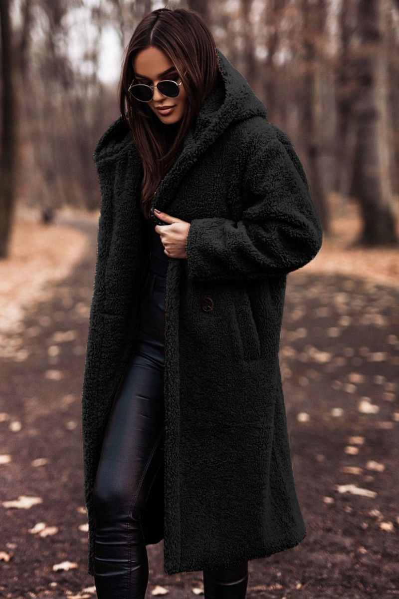 Picture of in stock Amazon wish Cross-border Supply 2024 Fall/Winter Fashion Long Clear Color Long Sleeve Wool Women's Coat
