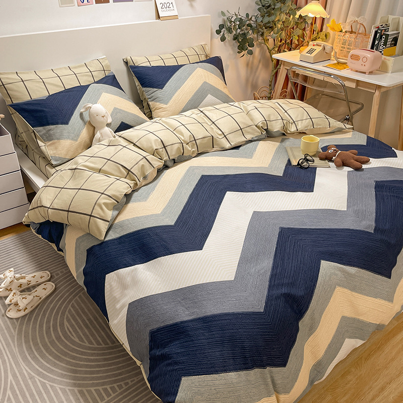 Picture of Nantong bed four-piece cotton sheet Nordic style 100 cotton four-piece set three-piece set Wholesale