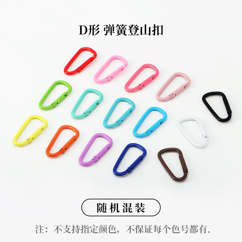 Picture of Factory wholesale color alloy quick-hanging buckle paint macaron yellow keychain gourd-shaped D-shaped carabiner