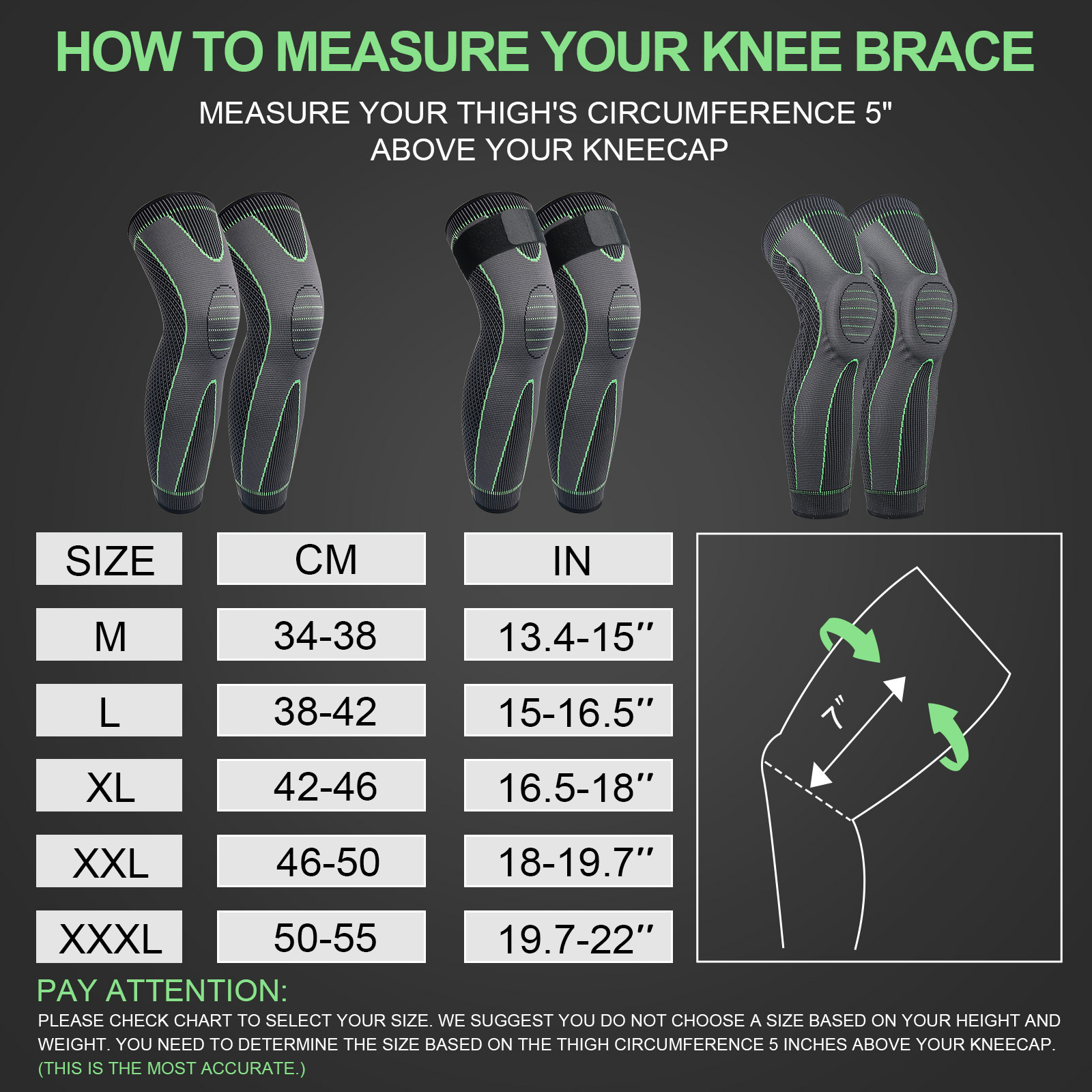 Picture of Knitted Strap Pressurizing Sports Lighting Knee Pads for Men and Women Autumn and Winter Large Calf Protection Basketball Football Warm Knee Pads