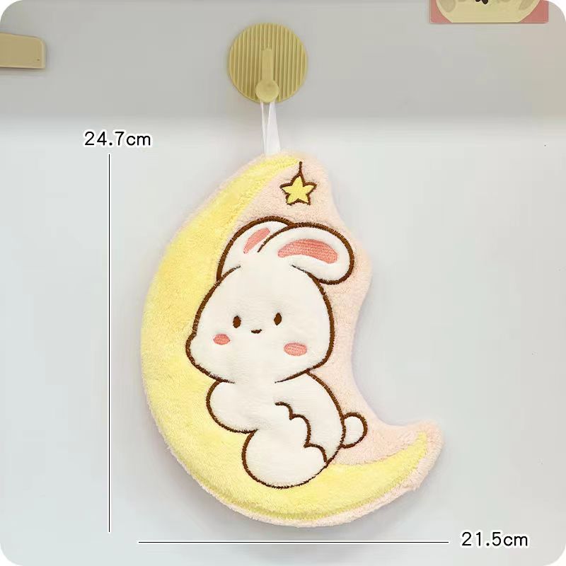 Picture of Cartoon Moon Rabbit Hand Towel Household Hanging Children's Hand Wipes Wholesale Absorbent Small Hand Towel Cute Cartoon Rag