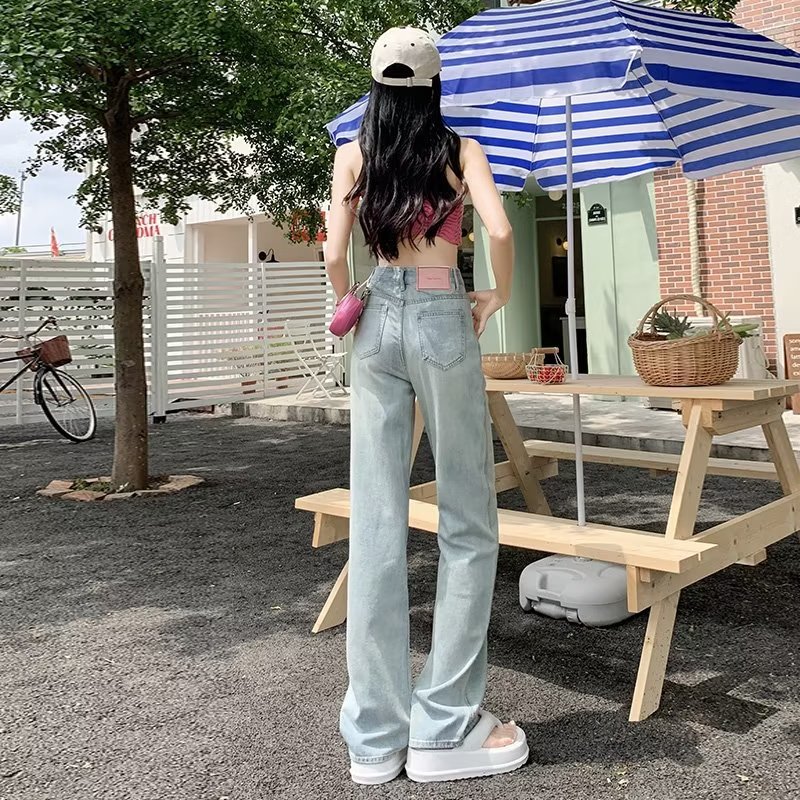 Straight Leg Jeans Women's 2024 Summer New High Waist Slimming Loose Dipped Wide Leg Pants