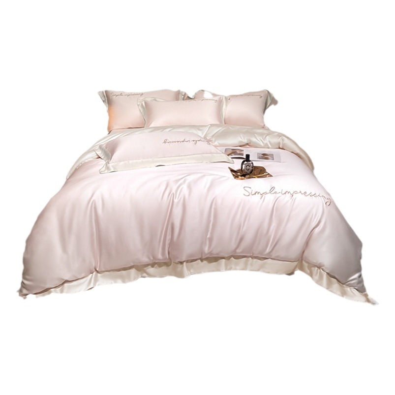 Class a Simple 100 Lenzing Tencel Four-Piece Set Silky Naked Sleeping Quilt Cover Bed Sheets Bed Bed Sheets Accessible Luxury Hotel Bedding