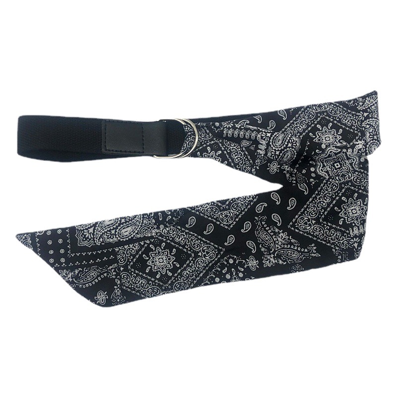 Canvas Silk Scarf Belt Women's Dress Fashionable All-match Decorative Jeans with Double Loop Distinctive Belt