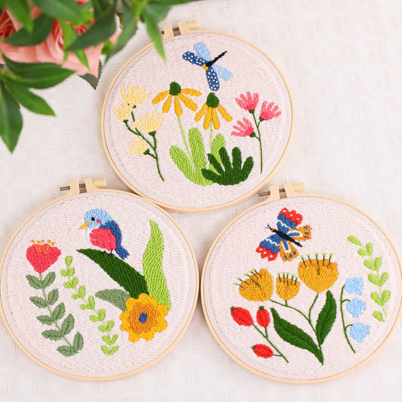 24 new handmade embroidery DIY stamp embroidery material bag Punch Needle Rug needle