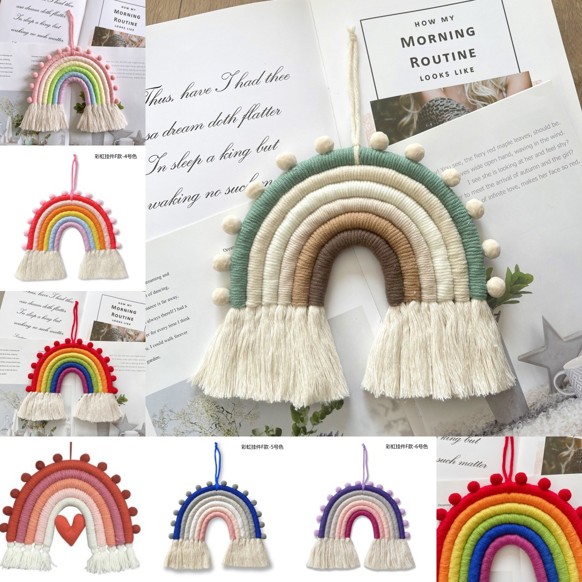 New Cross-Border Ins Scandinavian Style Home Kidsren's Room Decoration Pendant Hand-Woven Rainbow Pendant Wall Hanging Pendant