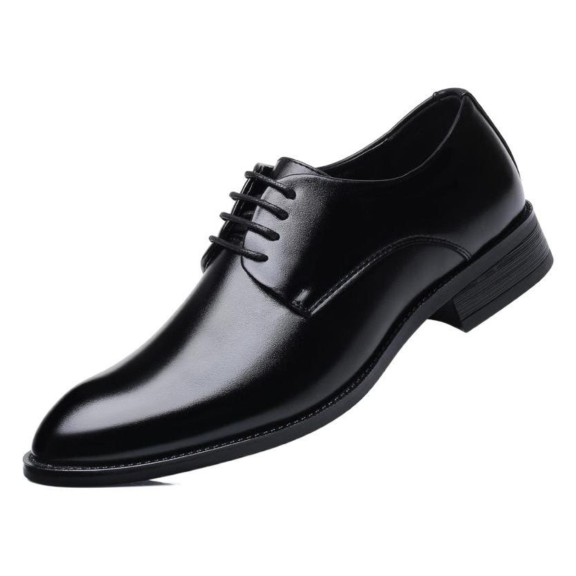 Men's Breathable Leather Shoes Formal Business Shoes Pointed Toe Lace-Up Flat Wedding Shoes Men's Large Size Wish Amazon