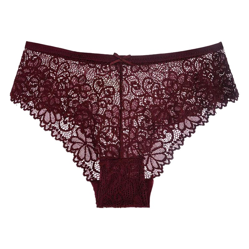 Cross-border foreign trade popular lace sexy women's underwear European and American low waist hollow transparent cotton crotch women's briefs