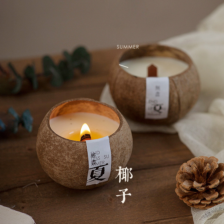 Picture of Coconut shell scented candle wholesale cross-border smokeless incense handmade coconut wax fragrance fragrance holiday gift