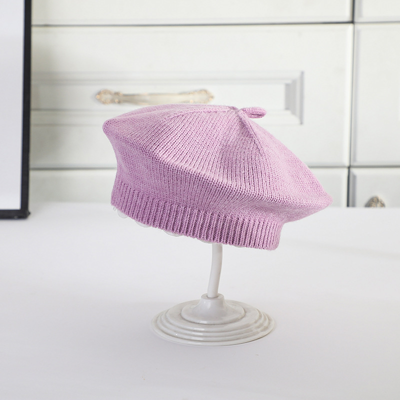 Picture of Baby Hat Autumn and Winter Women's Baby Cute Flower Beret Children's Wool Hat Girls' Knitted Painter Hat Trendy