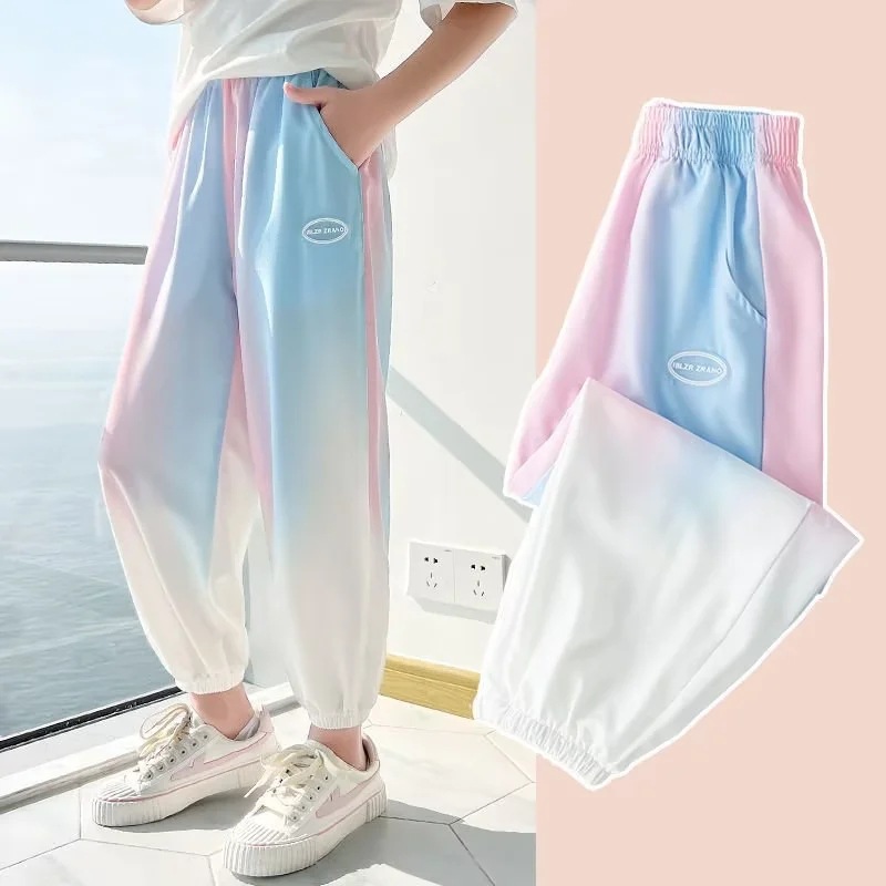 Girls' Pants 2023 New Children's Ice Silk Anti-mosquito Pants Summer Thin Large Children's Trousers Girls Sports Pants Summer