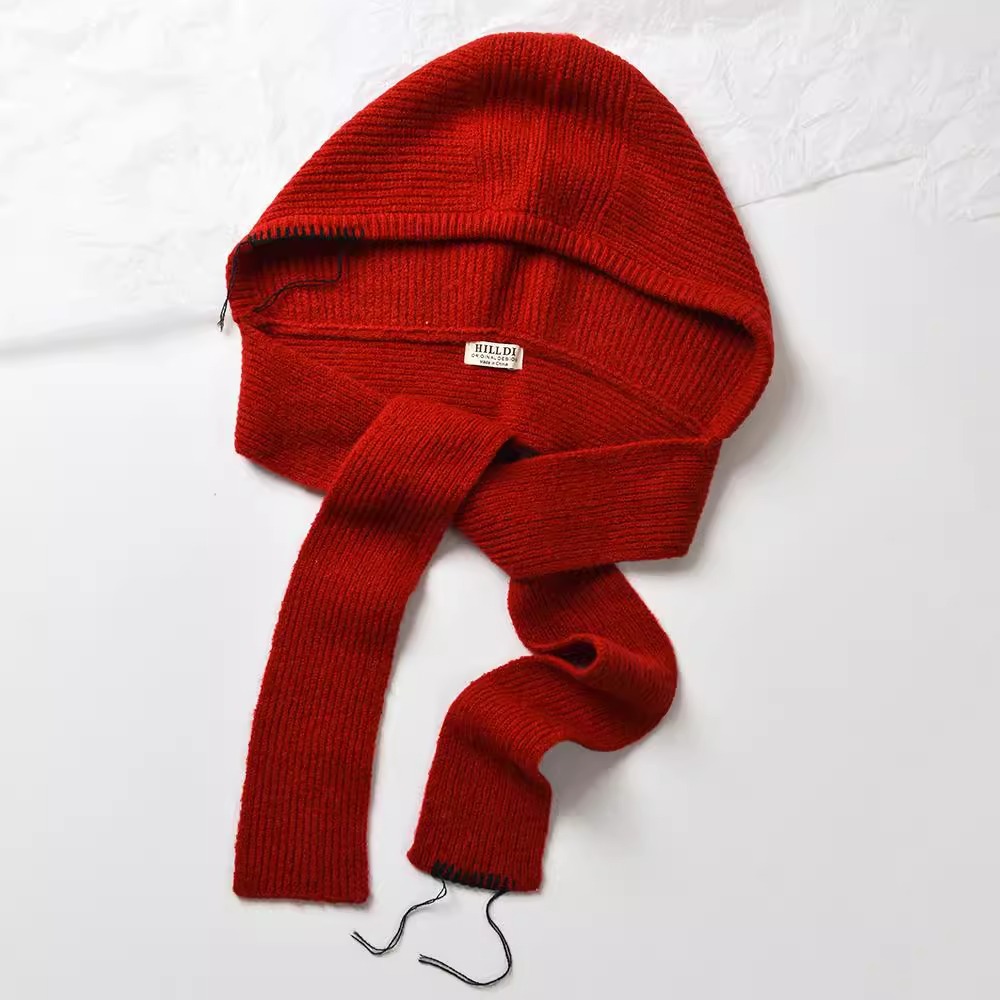 Picture of Senior Balaclava Hat Women's Outer Lace Solid Color Knitted Warm Ear Wool Hat Autumn and Winter New
