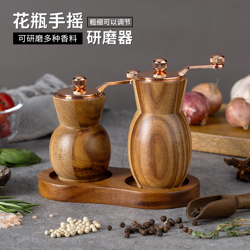 Creative Mill Hand Acacia Wood Pepper Mill Base Ceramic Core Manual Pepper Mill Kitchen Tools