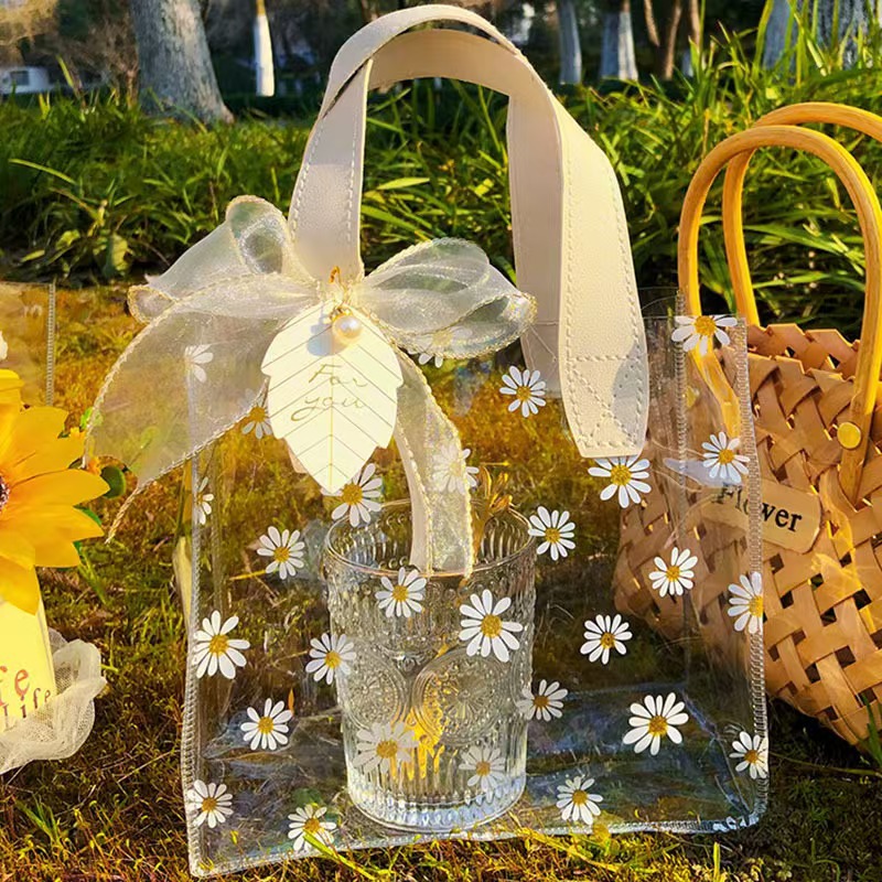in stock Transparent Handbag PVC Plastic Holiday Gift Bag Festive Accompanying Gift Internet Celebrity Waterproof Gift Bag