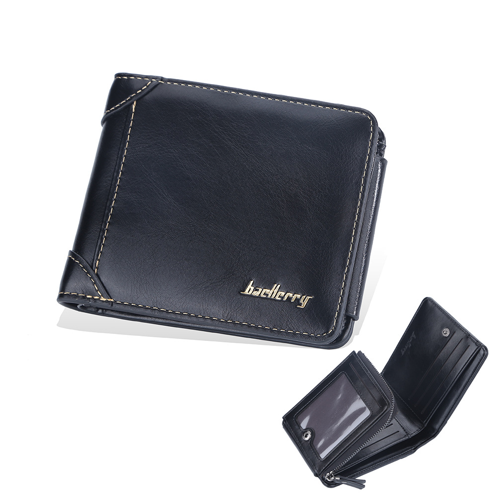 Picture of Wallet Men's Short baellerry European and American Multi-Card Three-Fold Zipper Coin Purse Fashionable Thin Card Bag for Men