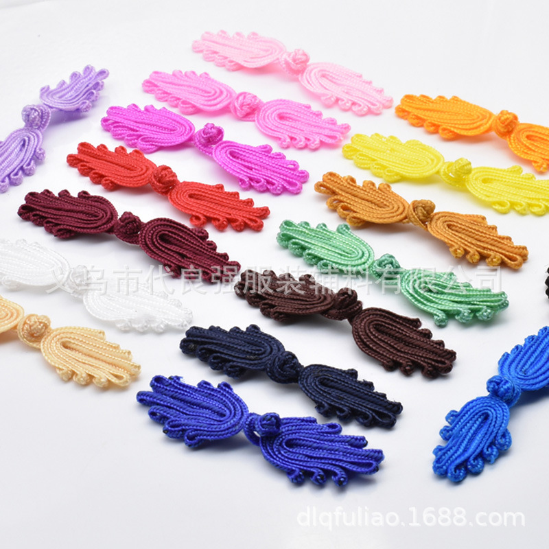 Picture of Wholesale spot color Chinese cabbage plate buckle cheongsam buckle ethnic style classical Tang suit hand-woven palm buckle