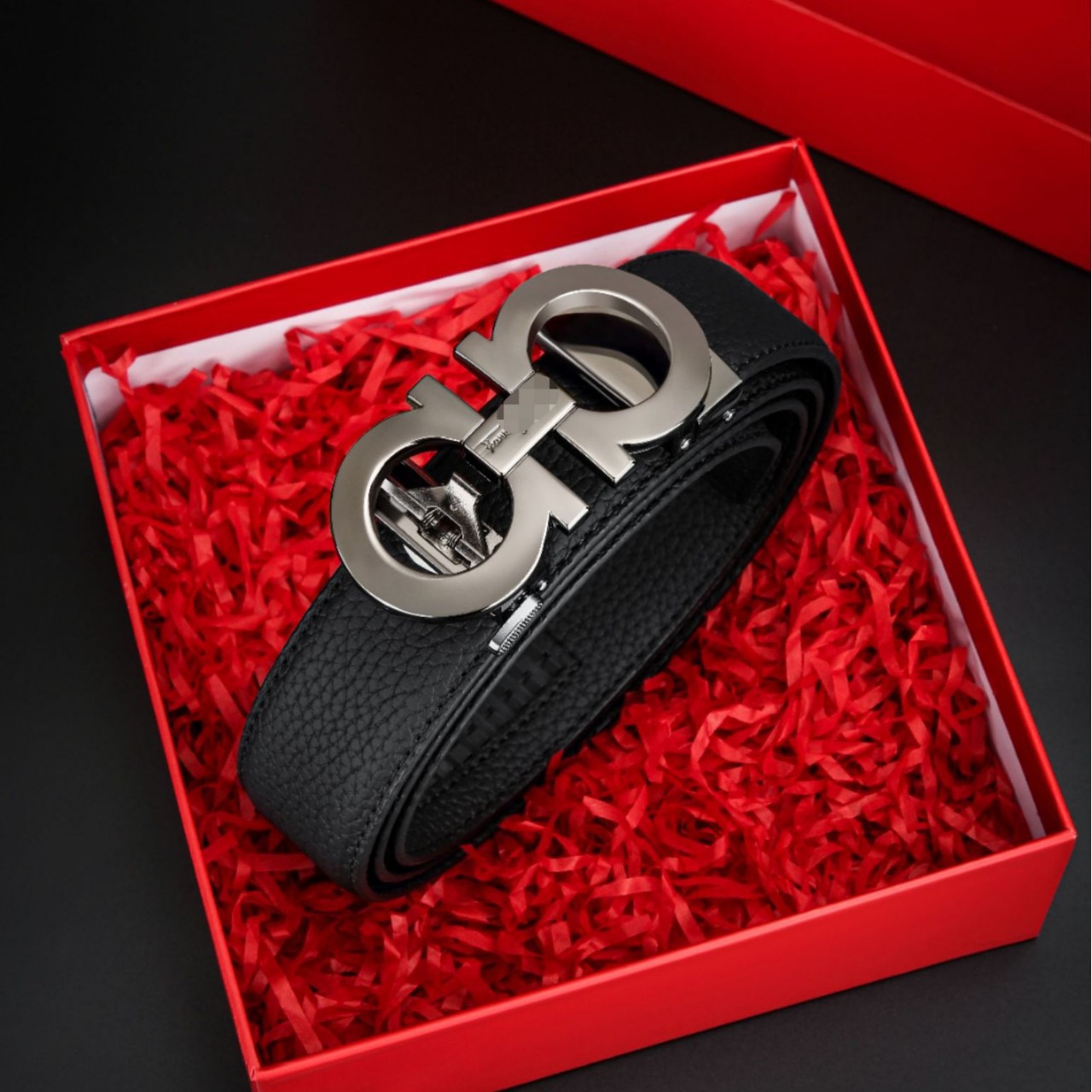 Factory direct boutique men's belt classic business 8-character buckle men's belt 8-character automatic buckle leather belt