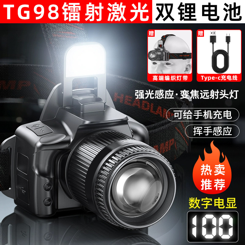 Picture of New Camera Strong Light Induction Headlamp Home Outdoor Zoom Long Range Charging Long Endurance Night Riding Adventure Night Fishing