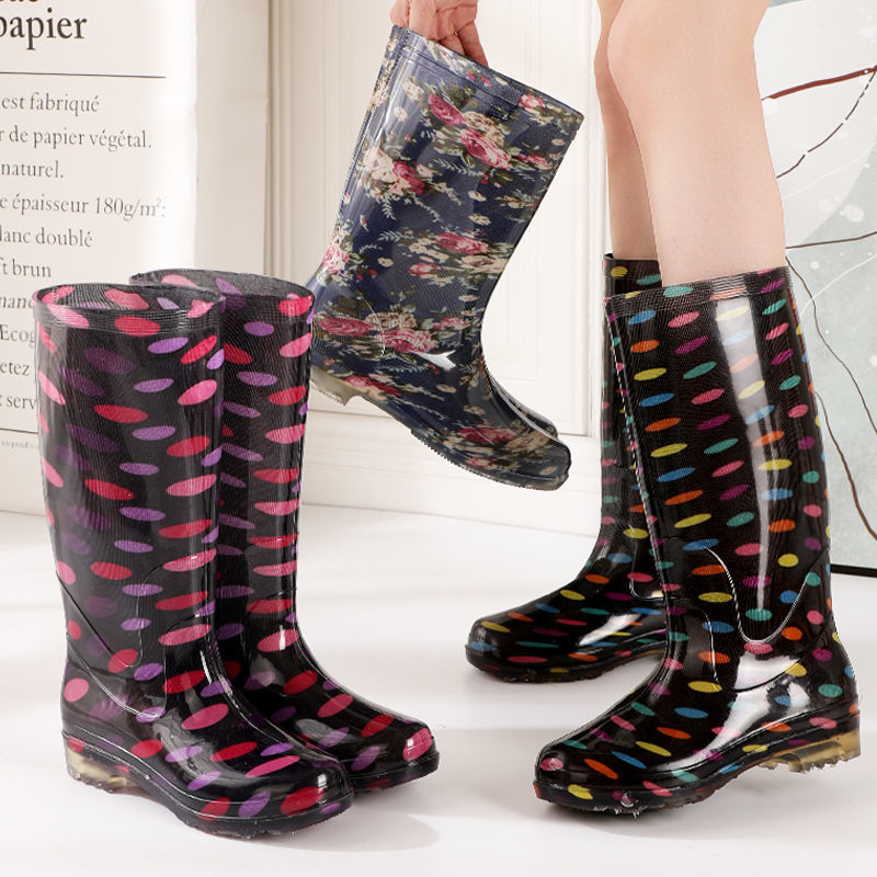 Velvet cotton rain boots rain boots waterproof shoes rubber shoes overshoes women's fashionable mid-calf warm adult non-slip kitchen winter