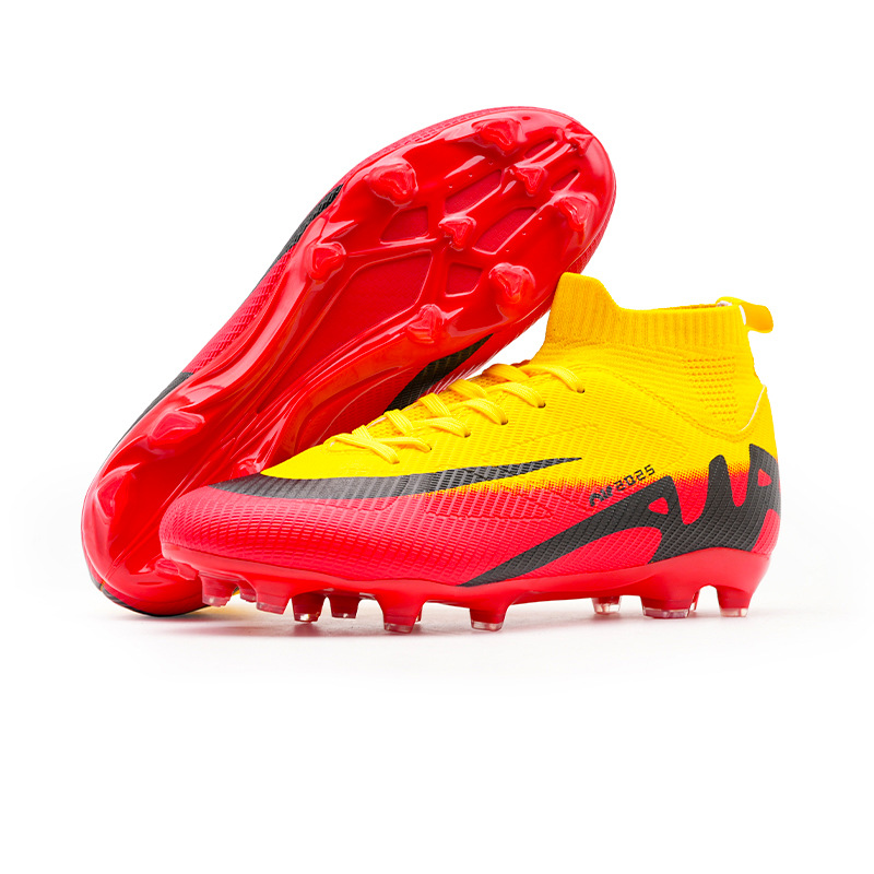 New High-top Football Shoes Cross-border Children and Teenagers Football Shoes Students Spike Broken Nails Rubber Nails Football Shoes