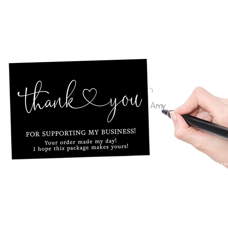 50 Sheets/Pack Black English Thank You Cards Thank You Gift Greeting Cards Bouquet Gift Card Packaging Message Cards