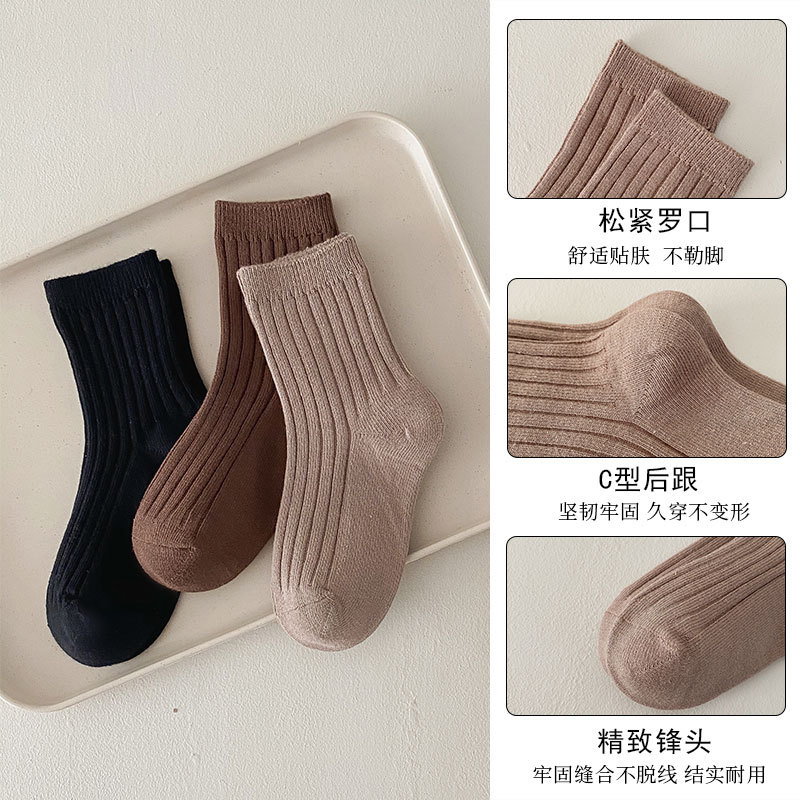 Picture of K-Style of Pure Color Girls' Socks Wholesale 25 New Spring & Fall Kidsren's Socks Baby Pile Socks Korean Mid-Tube Students