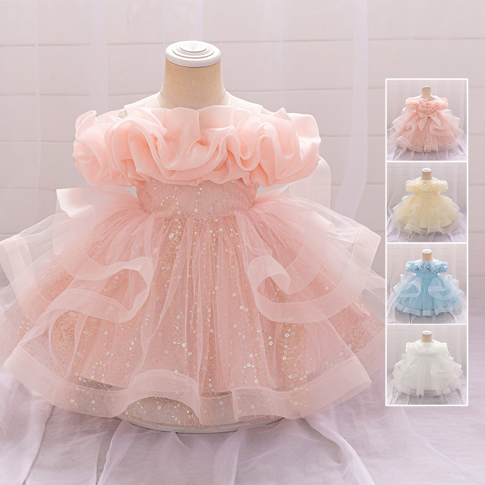 Picture of Princess Dress Girl Fluffy Gauze Flower Girl Wedding Dress Little Girl Catwalk Kidsren's Evening Dress Host Piano Performance Suit