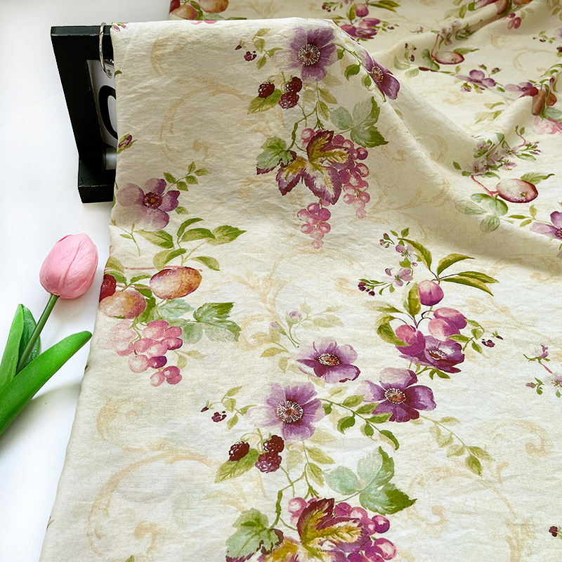 Berry New Chinese Digital Printed Fabric Brocade Cotton Fabric Cheongsam Dress Top Hanfu Handmade DIY Fabric