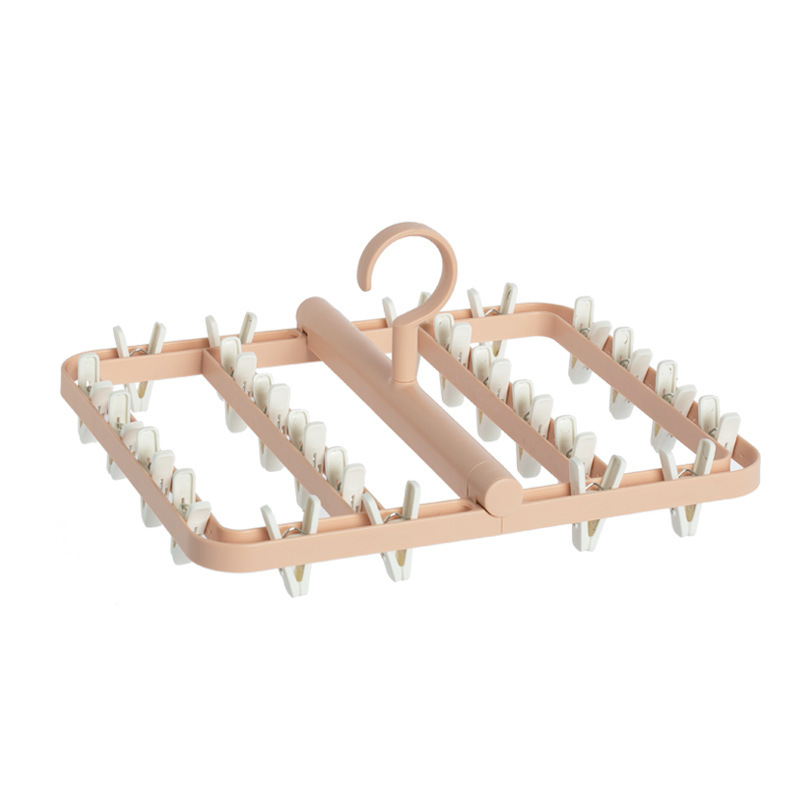 Picture of Household Clothes Rack Folding Clothes Drying Rack Storage Artifact Windproof Disc Clothes Rack Multi-clip Baby Socks Rack