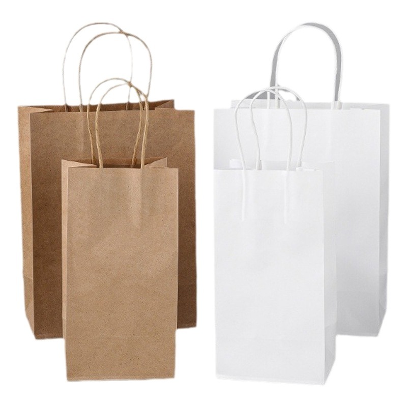 Factory in stock wholesale Kraft paper bag takeaway packing bag milk tea coffee catering baking Kraft paper handbag