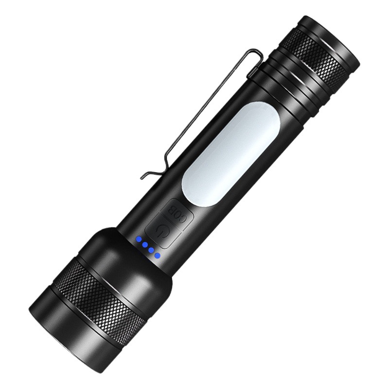 Cross-border new P50 hand-held flashlight three-light source lighting flashlight wholesale zoom rechargeable flashlight strong light