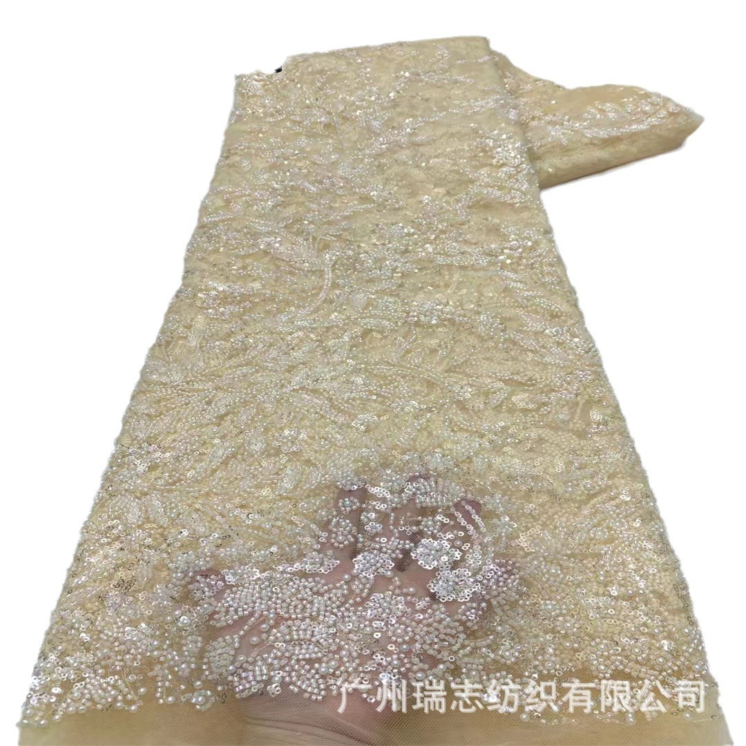 Picture of Wedding dress three-dimensional beads embroidered sequins embroidered lace lace fabric Embroidery beaded lace