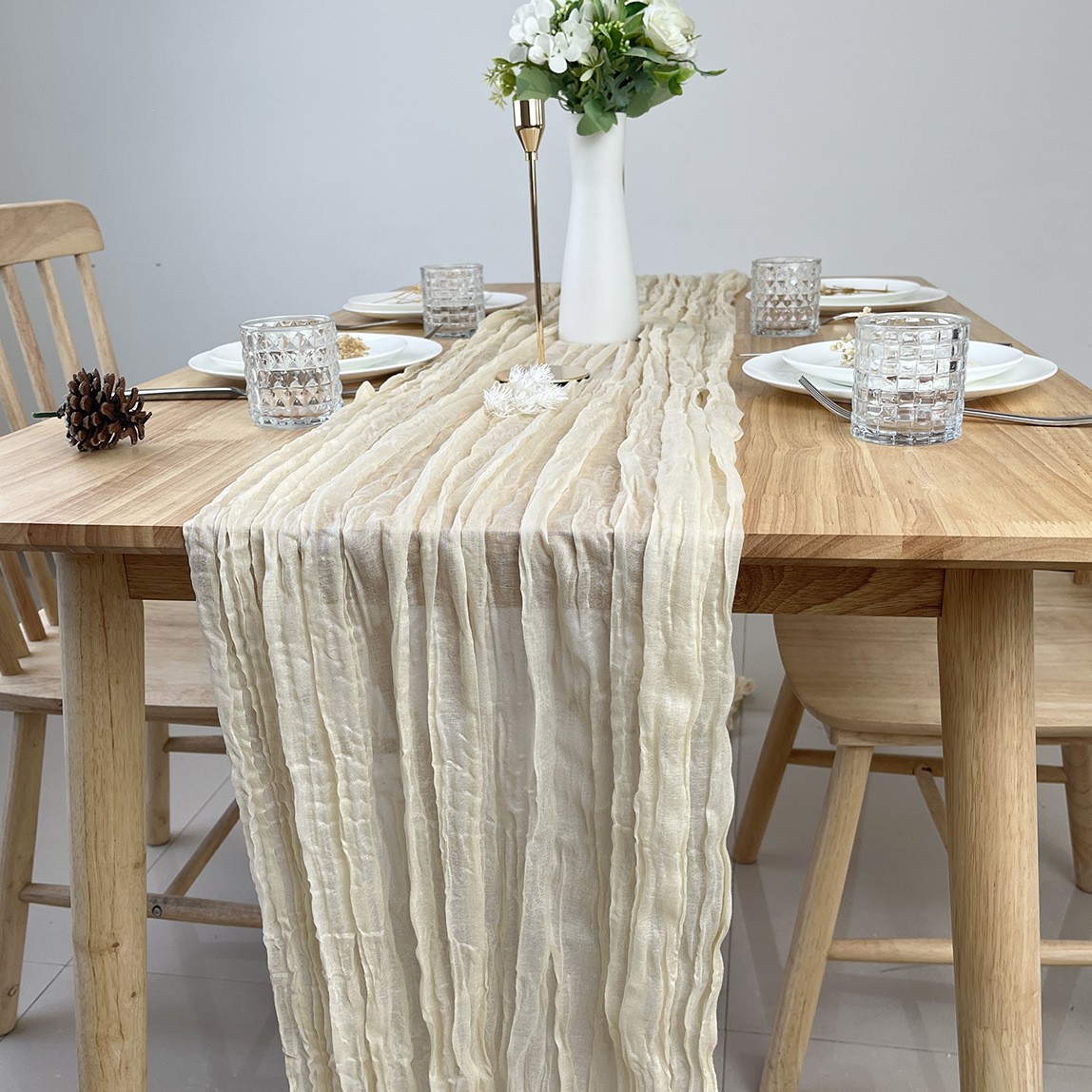 Picture of Wrinkle Cloth Table Flag Birthday Party Wrinkle Cloth Decorations Wedding Bari Twist Wrinkle