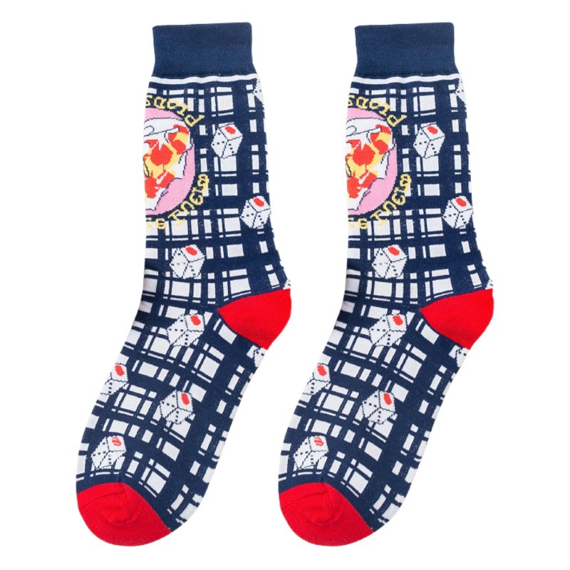 Picture of OLITA French Illustration Cartoon Artistic Plaid Women's High-rise Japanese Style Retro Casual Cute Socks Ins Trendy
