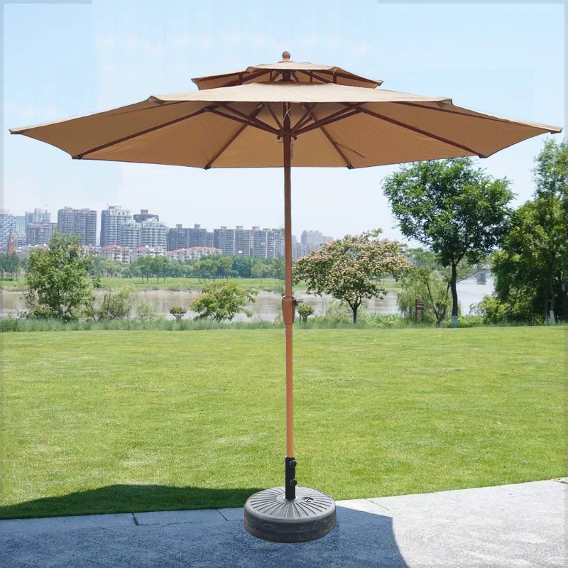 Picture of Outdoor Parasol Villa Courtyard Simple Home Leisure Balcony Terrace Outdoor Stall Sun Protection Double Top Center Column Umbrella