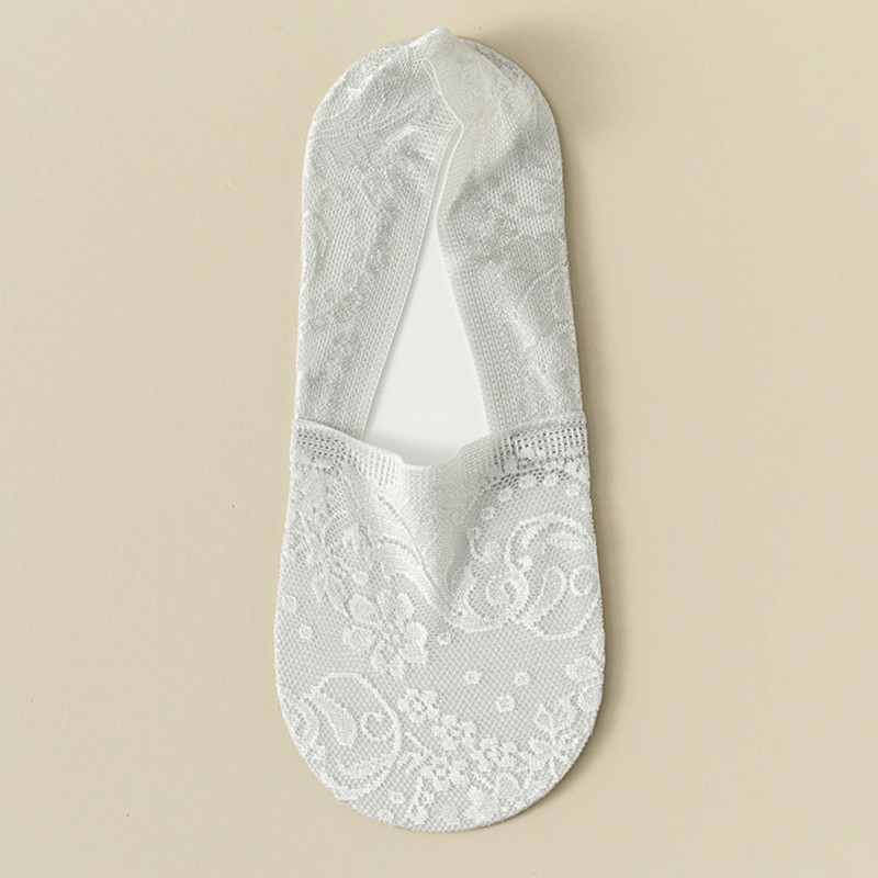 Picture of Deep Jacquard Lace Women's Boat Socks Spring and Summer Sweat-absorbent Invisible Boat Socks Women's Thin Shallow Mouth Low-side Boat Socks for Children