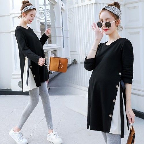 Picture of Internet Popular Pregnant Women's Suit Autumn and Winter Fashion Dress Long T-Shirt Two-Piece Long-Sleeved Sweater Outer Wear Top