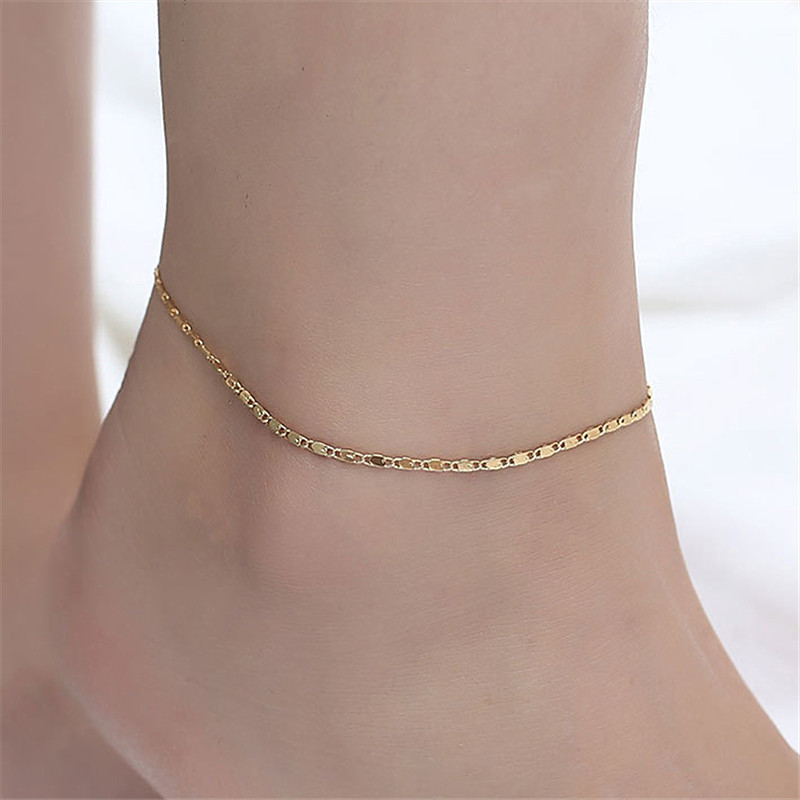 Europe and the United States cross-border simple new beach women's anklet metal chain fashion fashion women's bare chain wholesale