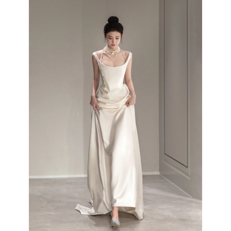 Picture of Satin Light Wedding Dress for Banquet Alice Same Delivery Zhao Ruth Same High-end Bride of Empress Dowager