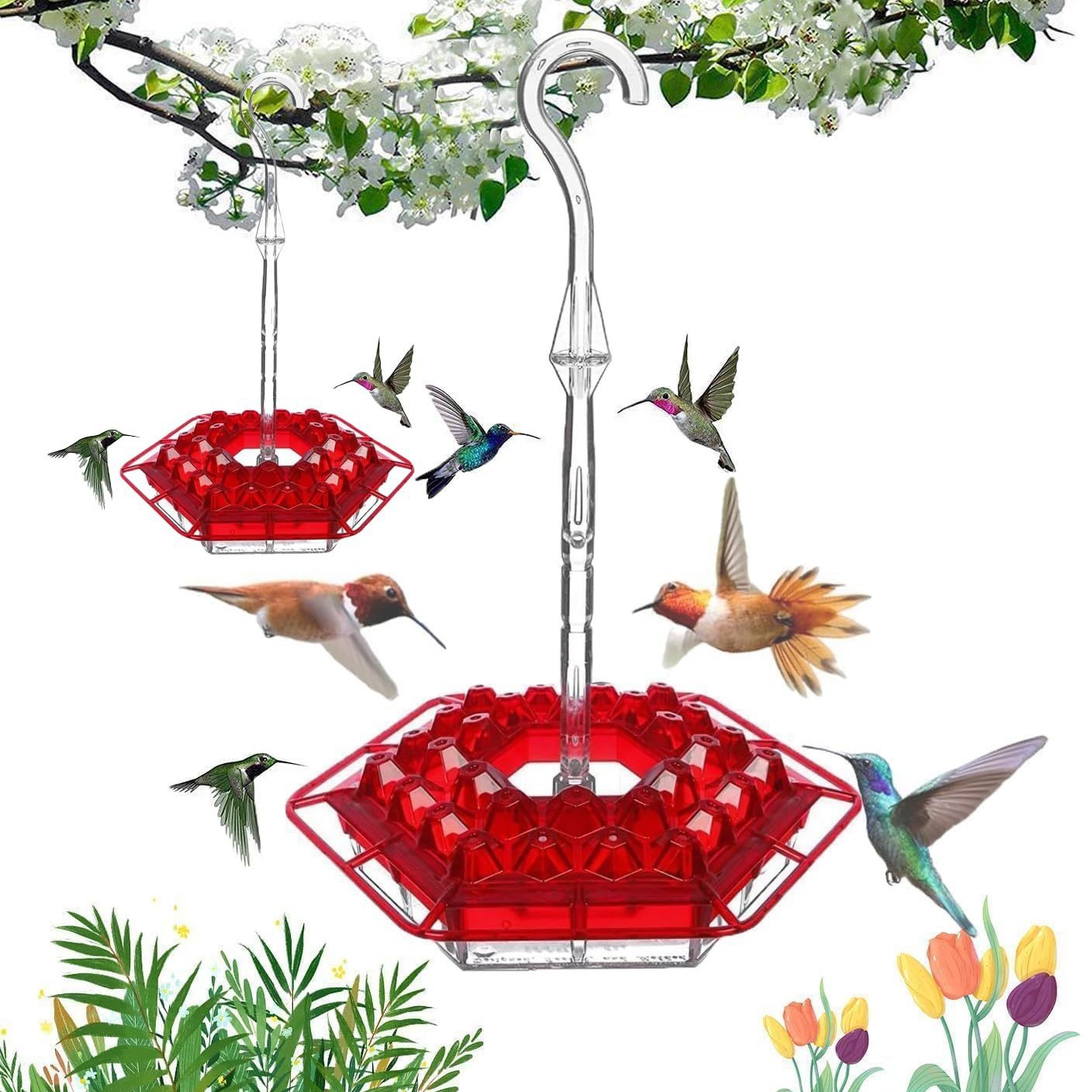 hummingbird feeder for outdoor, plastic hummingbird feeder-anti-ants and bees