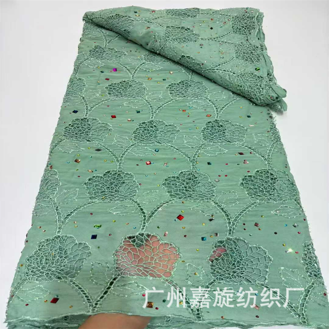 Guipure cord lace African hot diamond cut-out water-soluble embroidered fabric lace skirt dress cheongsam fabric