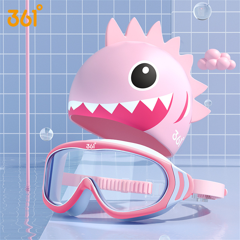 Picture of 361 Kidsren's Swimming Goggles for Boys and Girls High-Definition Waterproof and Anti-Fog Large-Frame Swimming Goggles Professional Swimming Goggles Swimming Cap Swimming Set