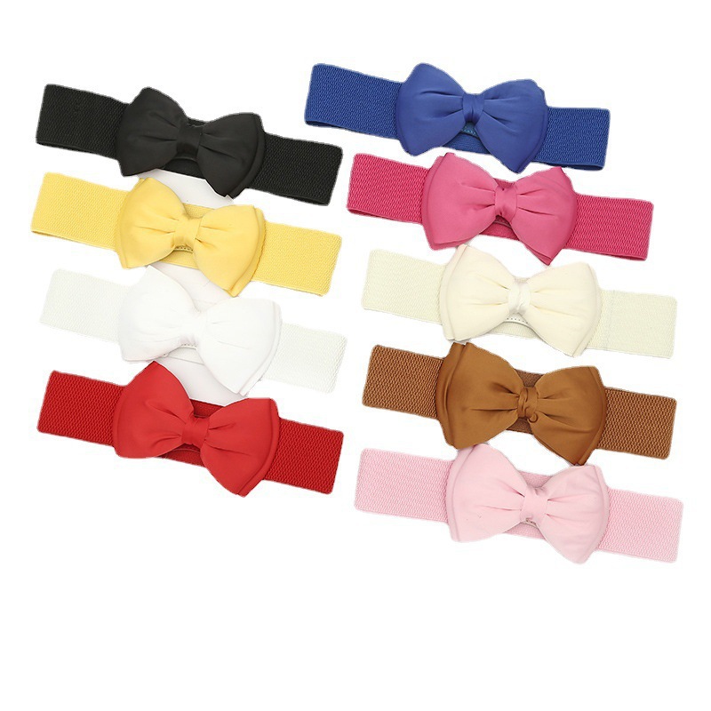 elastic waist concealed buckle wide waist seal black three-dimensional bow waist seal women's decorative dress belt