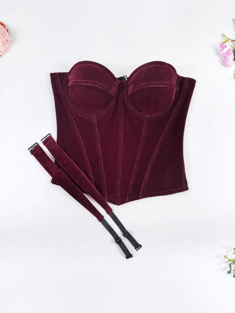 Breast-Retracting, Detachable Wide Shoulder Straps, French Fishbone Bra, Velvet Body-Shaping Dress, Tummy-Tightening, Slimming Look Dress, Tube Top