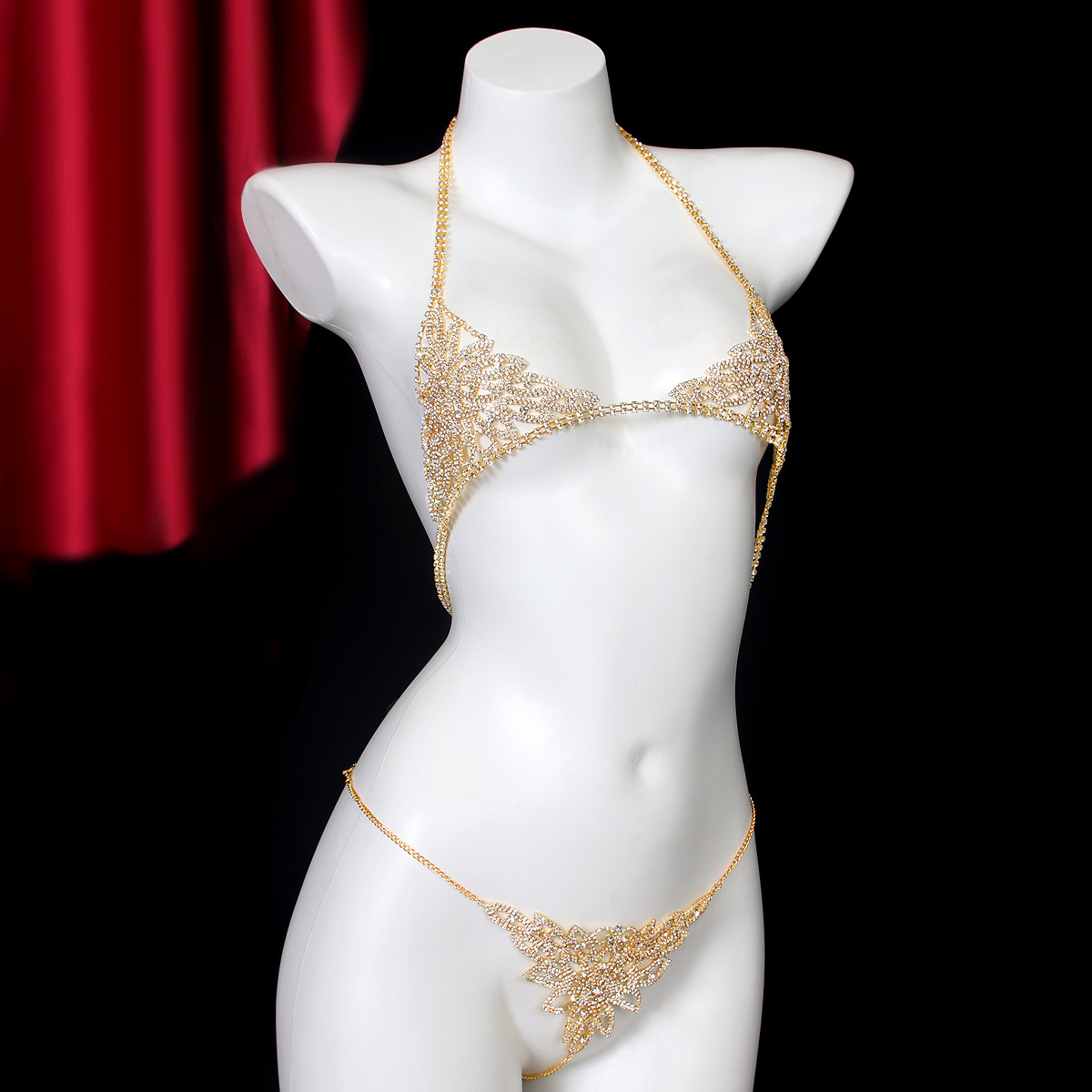 Cross-border New Rhinestone Bra Accessories Exaggerated Fashion Diamond Bikini Nightclub Sexy European and American Body Chain Women