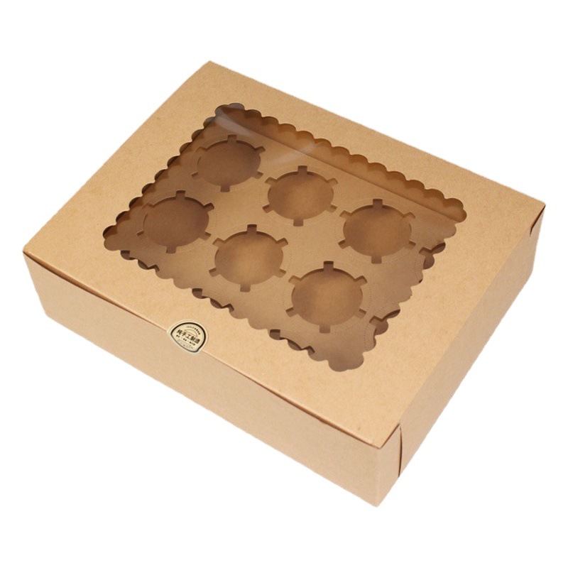 Baking packaging 2 4612 wholesale cowhide Maffen box paper cup cake box egg tart box snow Mei Niang packaging box